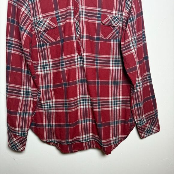 Kuhl Women's Red Maroon Plaid Shirt Popover Women's Size Medium Style# 8219 - Picture 3 of 16